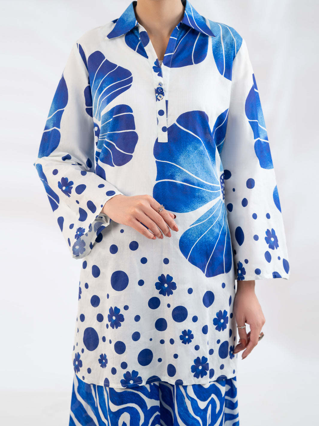Blue Lawn Stitched 2Pc - AL-2PS-LKS-1151