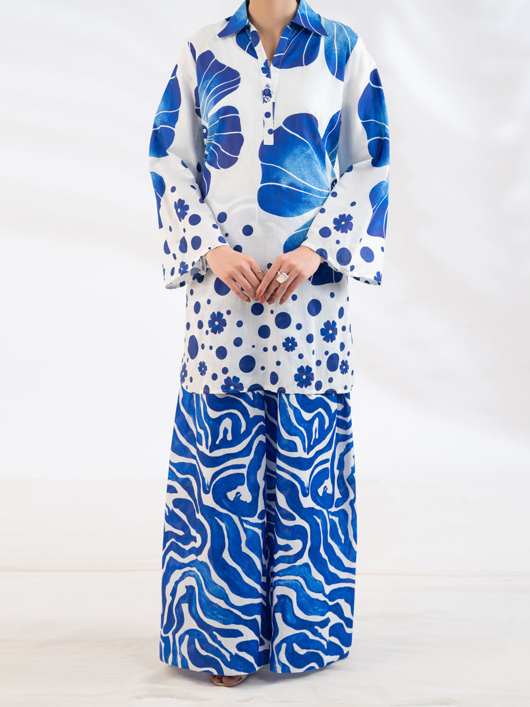 Blue Lawn Stitched 2Pc - AL-2PS-LKS-1151