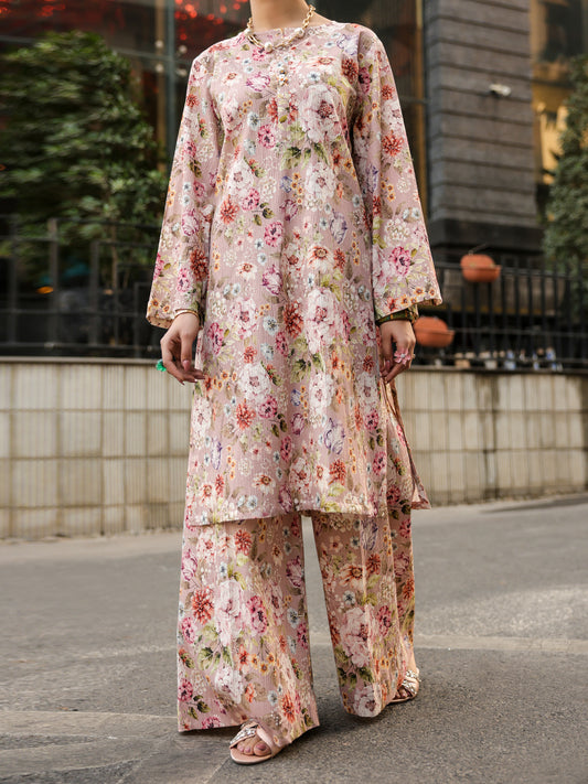 Peach Seersucker 2Pc Stitched - AL-2PS-LKS-1155B