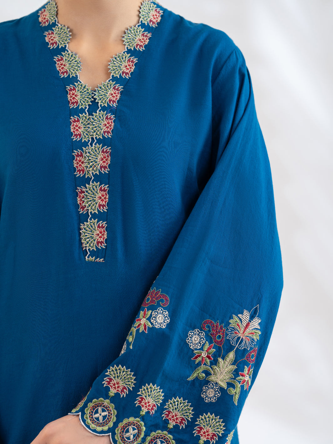 Blue Embroidered Lawn Kurti - AL-LK-1160