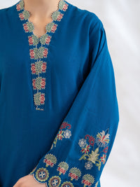 Blue Embroidered Lawn Kurti - AL-LK-1160