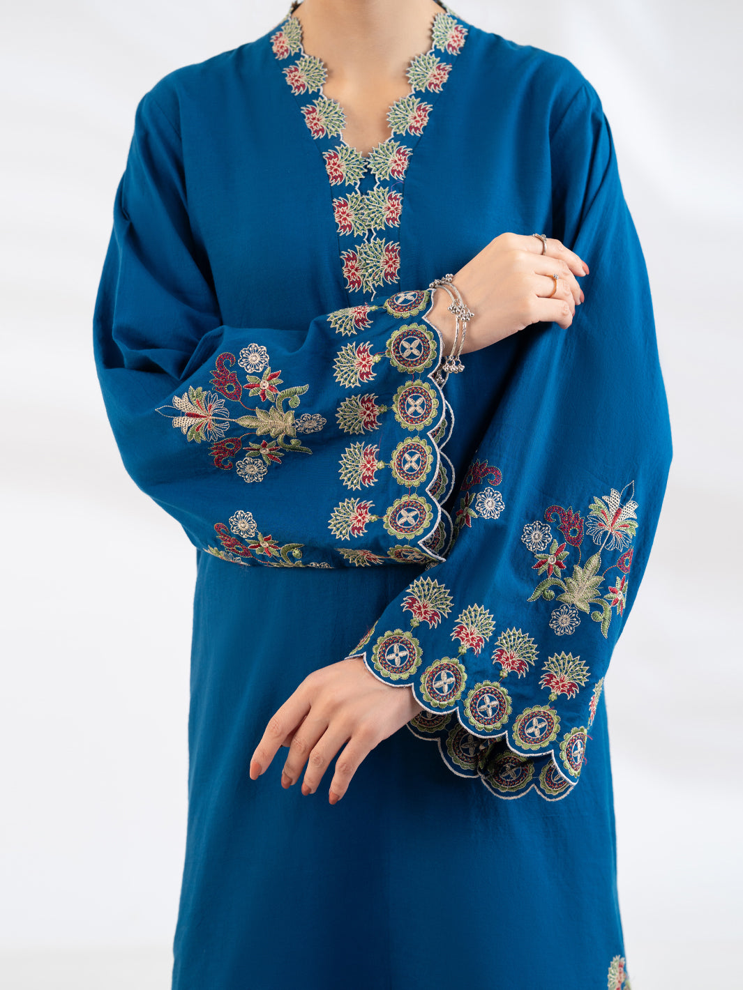 Blue Embroidered Lawn Kurti - AL-LK-1160