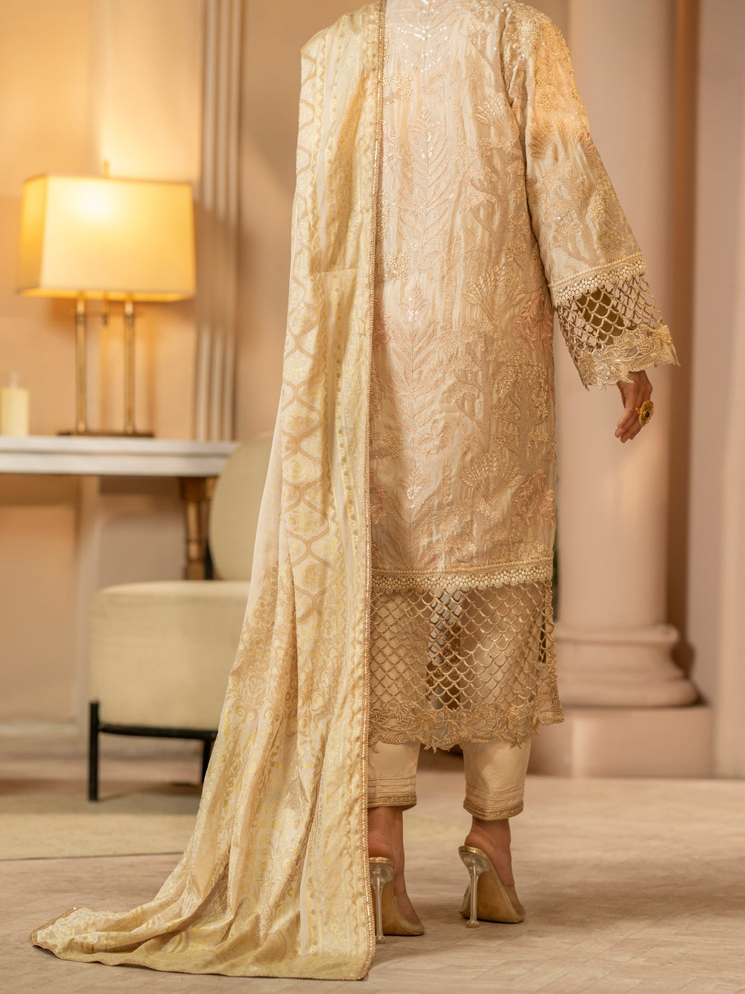 Light Brown Chiffon 3Pc Formal Unstitched - AL-3PS-LS-UN-423