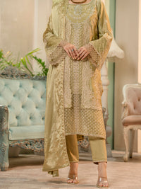 Pista Green Chiffon 3Pc Formal Unstitched - AL-3PS-LS-UN-424