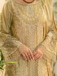 Pista Green Chiffon 3Pc Formal Stitched - AL-3PS-LS-424