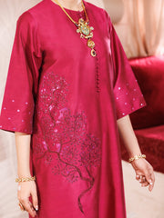 Magenta Raw Silk 2 Piece Stitched - AL-LS-LKS-477 - Almirah Online