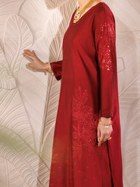 Maroon Raw Silk 2Pc Formal Stitched - AL-LS-LKS-478