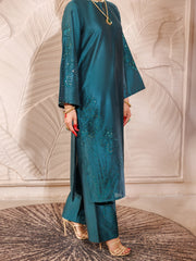 Green Raw Silk 2 Piece Formal Stitched - AL-LS-LKS-479 - Almirah Online