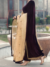 Maroon Velvet Formal 3Pc Stitched - AL-3PS-LS-560