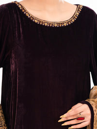 Maroon Velvet Formal 3Pc Stitched - AL-3PS-LS-560