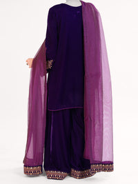 Purple Velvet Formal 3Pc Stitched - AL-3PS-LS-561