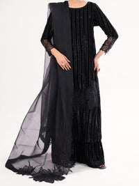 Black Velvet Formal 3Pc Stitched - AL-3PS-LS-562