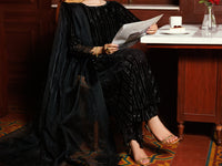 Black Velvet Formal 3Pc Stitched - AL-3PS-LS-562