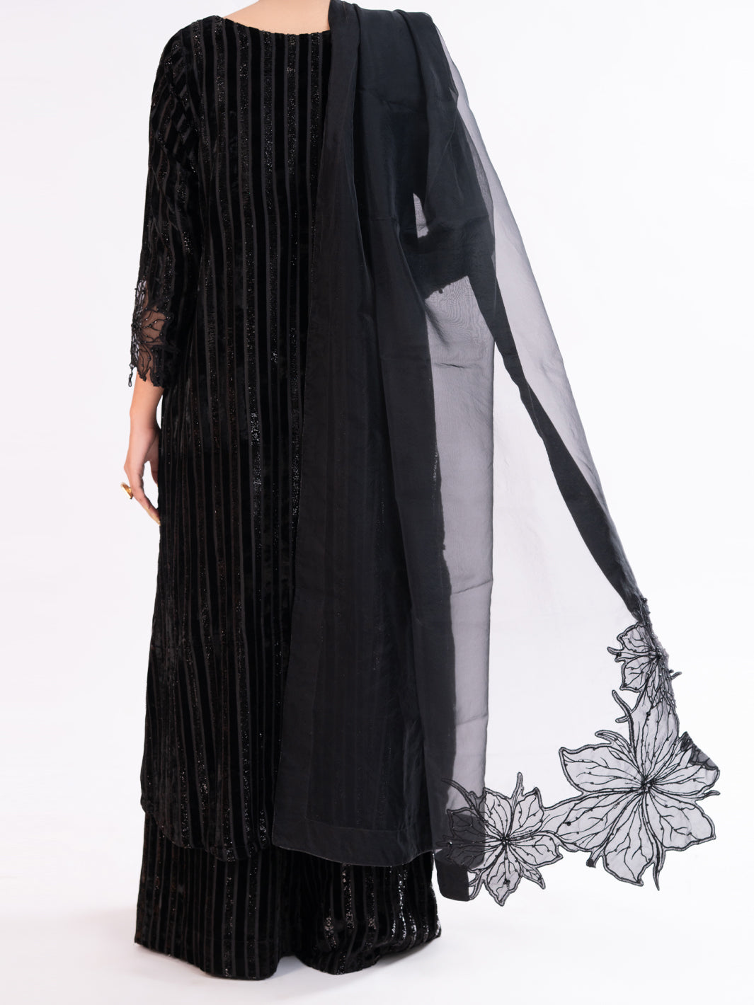 Black Velvet Formal 3Pc Stitched - AL-3PS-LS-562