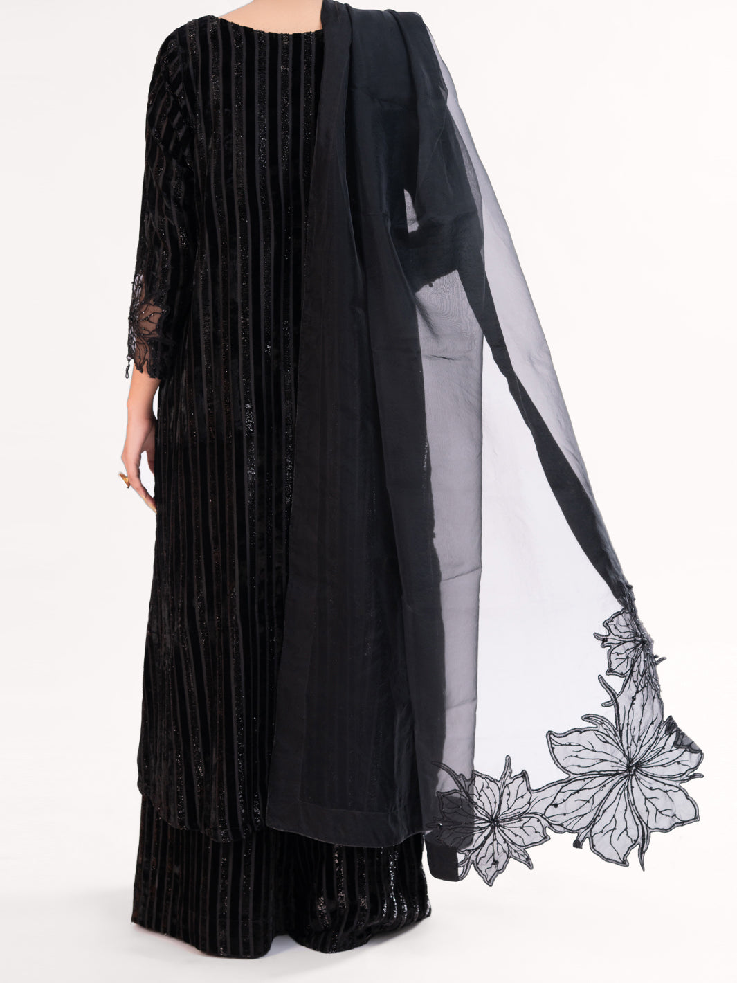 Black Velvet Formal 3Pc Stitched - AL-3PS-LS-562