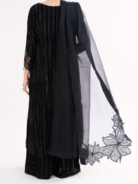 Black Velvet Formal 3Pc Stitched - AL-3PS-LS-562