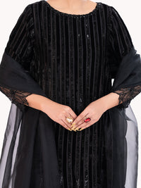 Black Velvet Formal 3Pc Stitched - AL-3PS-LS-562