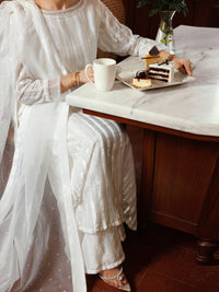 White Palachi Velvet Formal 3Pc Stitched - AL-3PS-LS-563