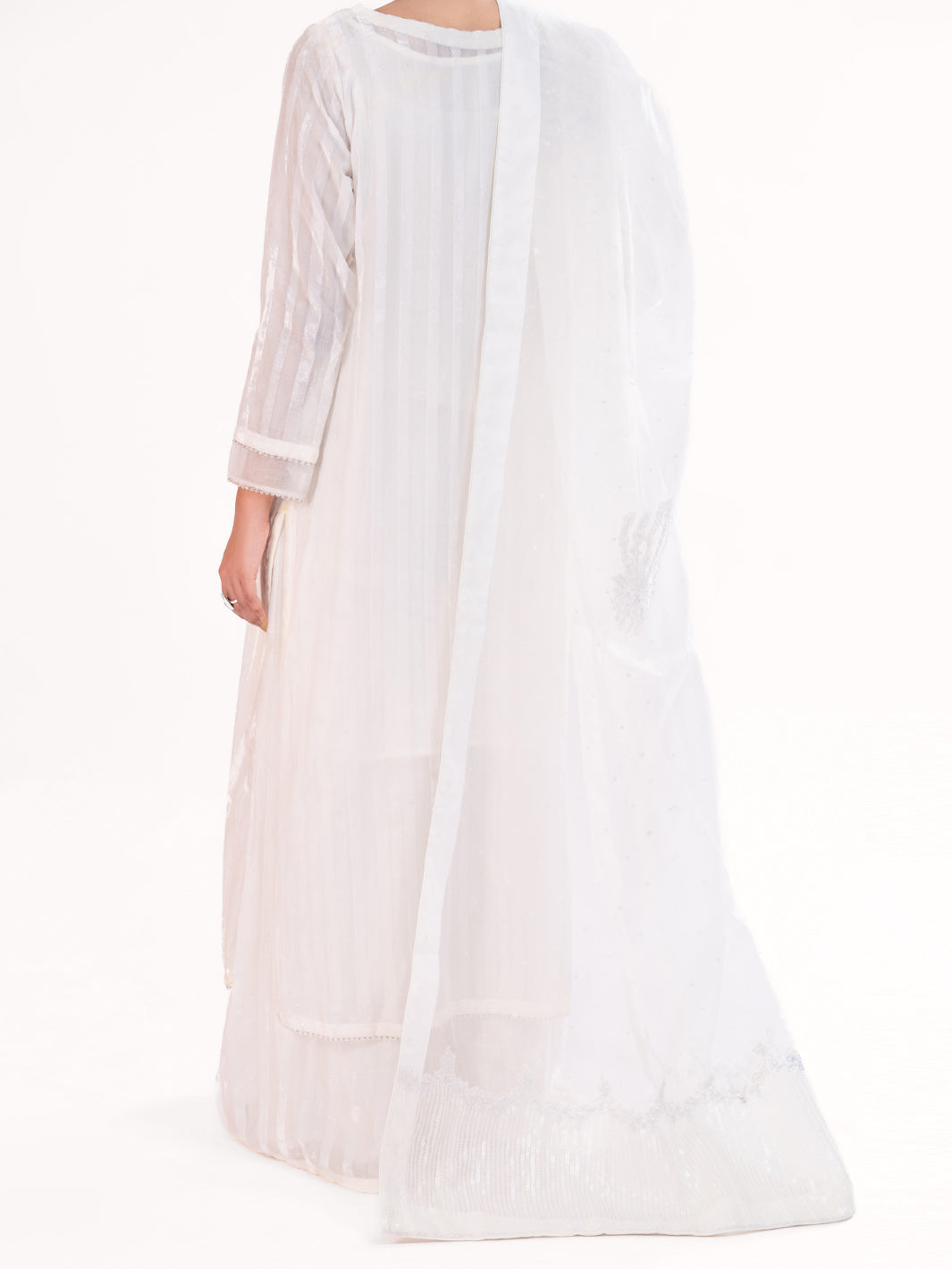 White Palachi Velvet Formal 3Pc Stitched - AL-3PS-LS-563