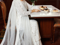 White Palachi Velvet Formal 3Pc Stitched - AL-3PS-LS-563