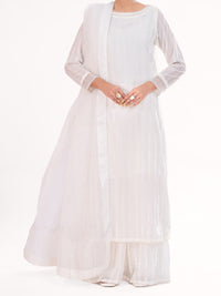 White Palachi Velvet Formal 3Pc Stitched - AL-3PS-LS-563