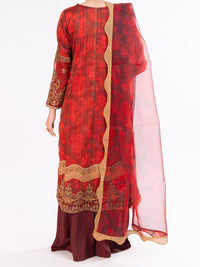 Maroon Mesuri Formal 3Pc Stitched - AL-3PS-LS-570