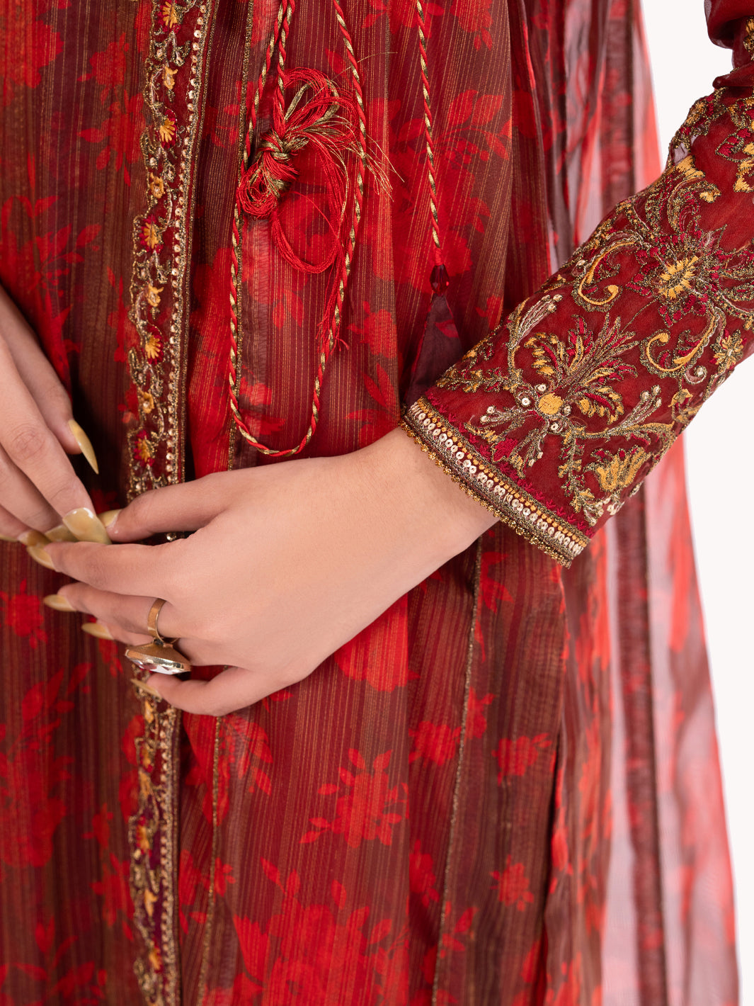 Maroon Mesuri Formal 3Pc Stitched - AL-3PS-LS-570