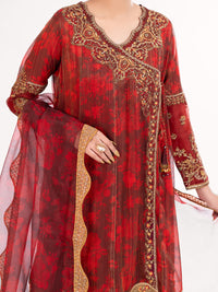 Maroon Mesuri Formal 3Pc Stitched - AL-3PS-LS-570