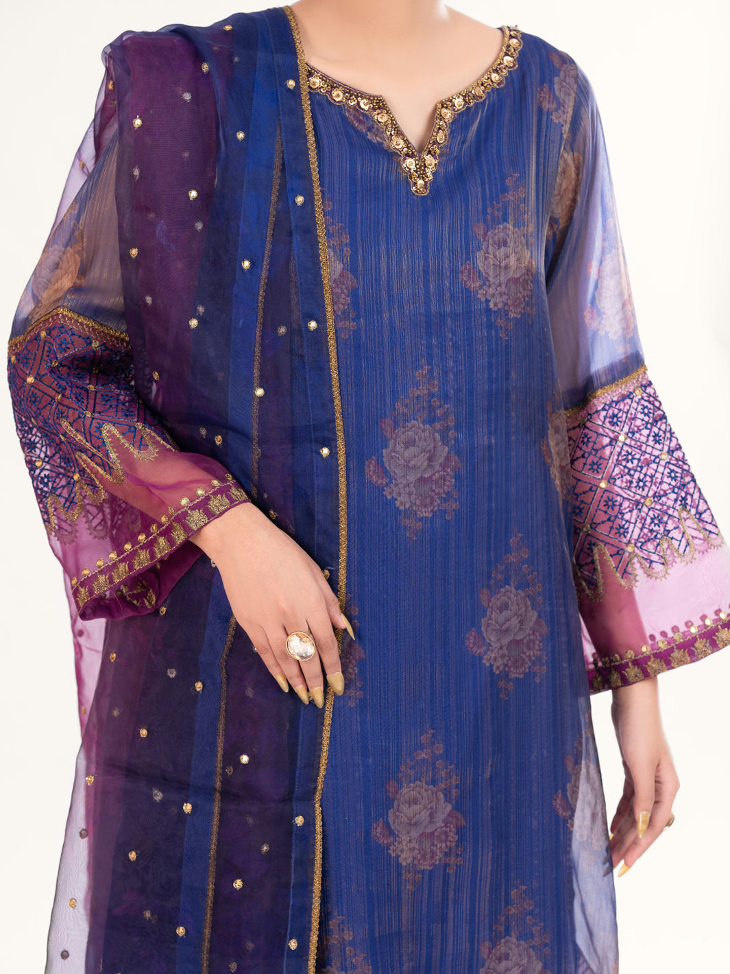 Purple Mesuri Formal 3Pc Stitched - AL-3PS-LS-572
