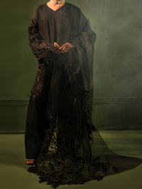 Black Raw Silk Formal 3Pc Stitched - AL-3PS-SS-LS-574