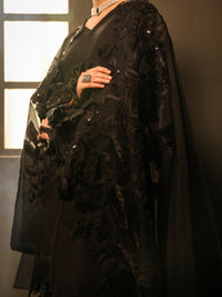 Black Raw Silk Formal 3Pc Stitched - AL-3PS-SS-LS-574