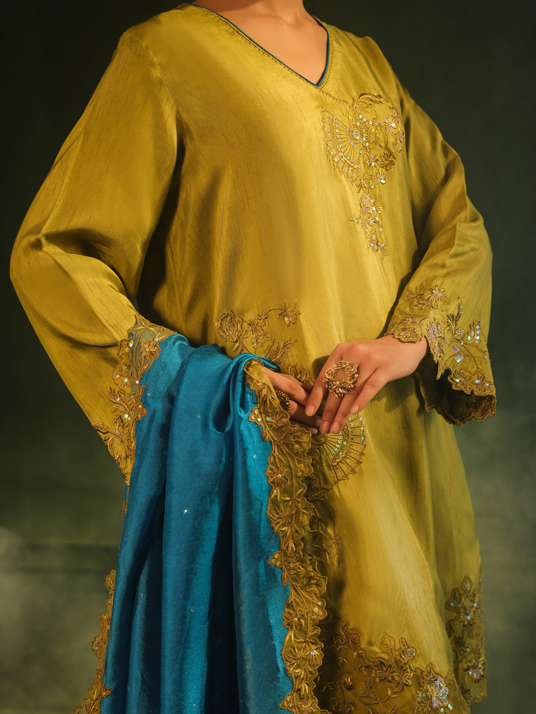 Lime Green Raw Silk Formal 3Pc Stitched - AL-3PS-SS-LS-577