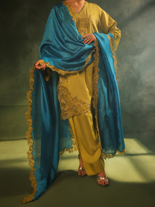 Lime Green Raw Silk Formal 3Pc Stitched - AL-3PS-SS-LS-577