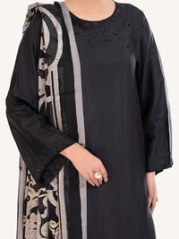 Black Sheesha Silk Formal 3Pc Stitched - AL-3PS-LS-578