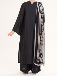 Black Sheesha Silk Formal 3Pc Stitched - AL-3PS-LS-578