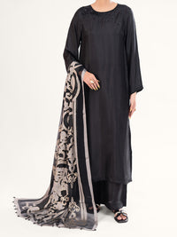 Black Sheesha Silk Formal 3Pc Stitched - AL-3PS-LS-578