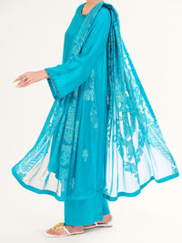 Sea Green Sheesha Silk Formal 3Pc Stitched - AL-3PS-LS-579