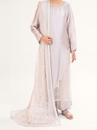 Beige Sheesha Silk Formal 3Pc Stitched - AL-3PS-LS-580