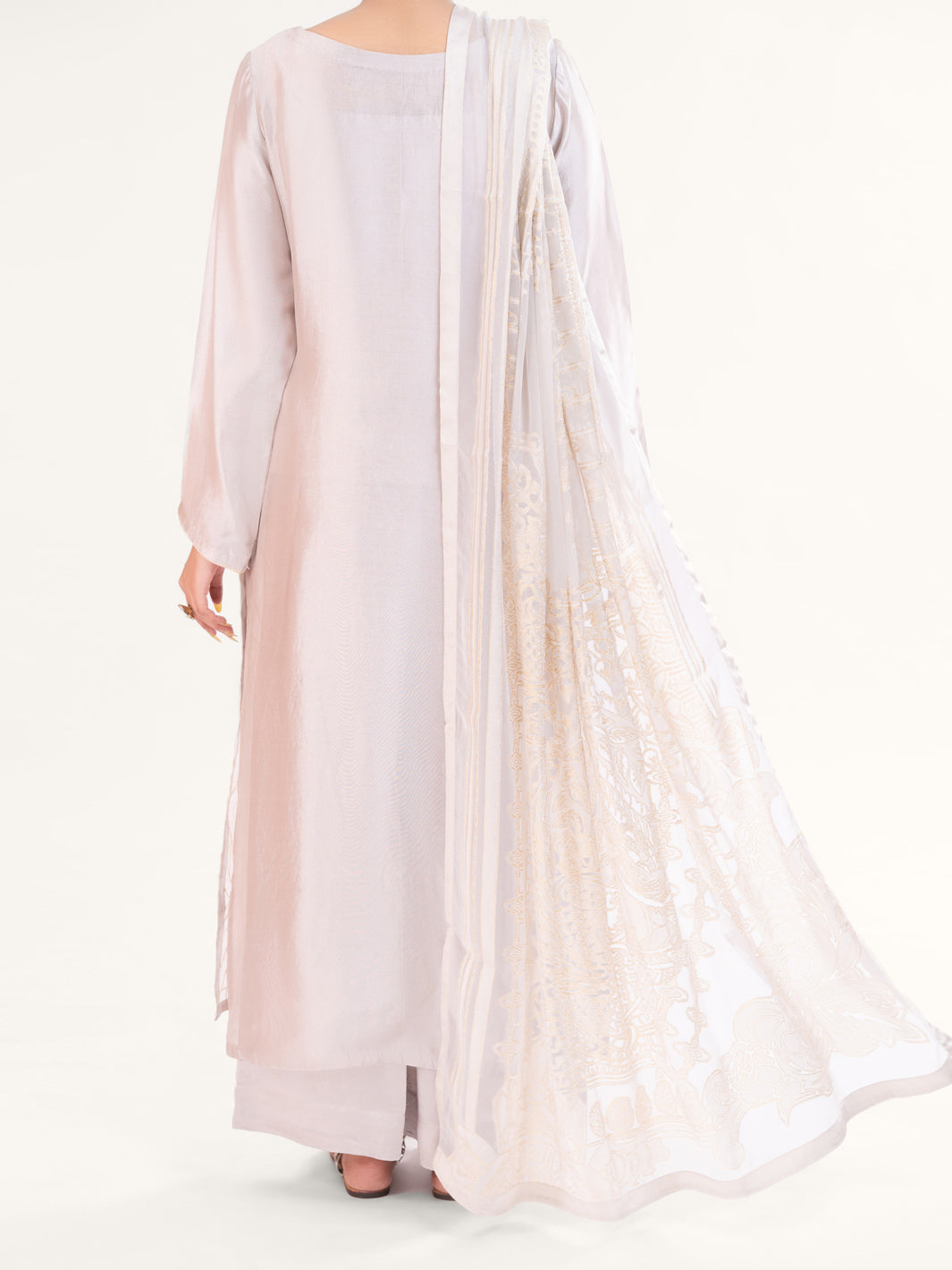 Beige Sheesha Silk Formal 3Pc Stitched - AL-3PS-LS-580