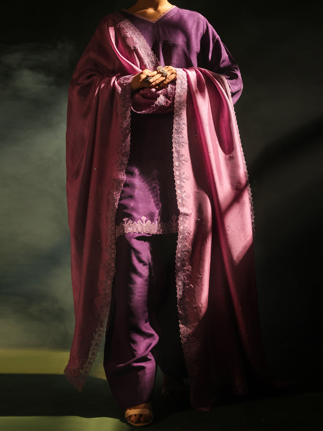 Purple Raw Silk Formal 3Pc Stitched - AL-3PS-SS-LS-581