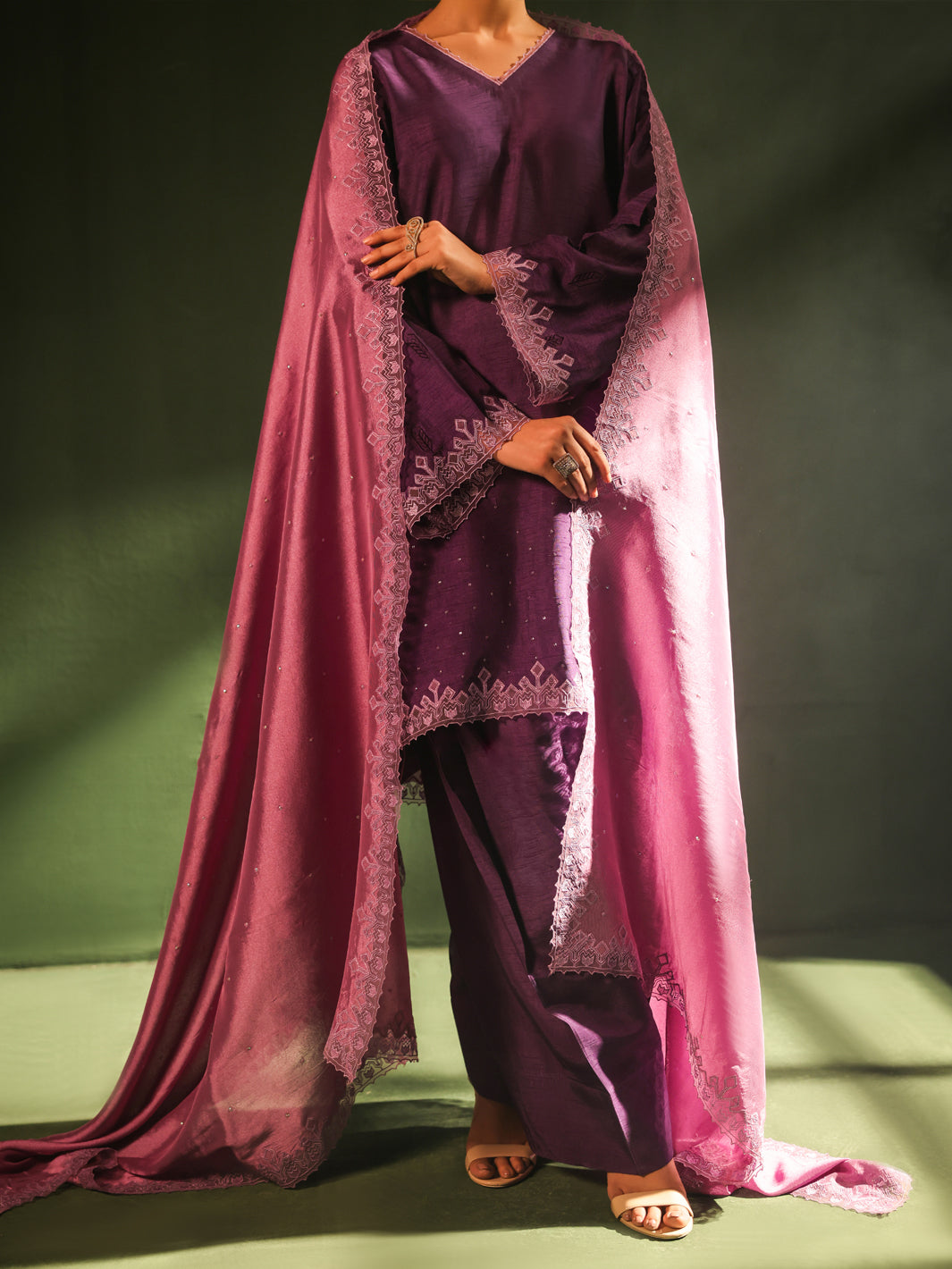 Purple Raw Silk Formal 3Pc Stitched - AL-3PS-SS-LS-581