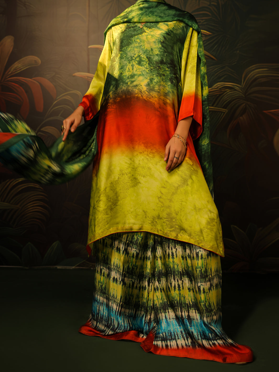 Green Silk Formal 3Pc Stitched - AL-3PS-SS-LS-583