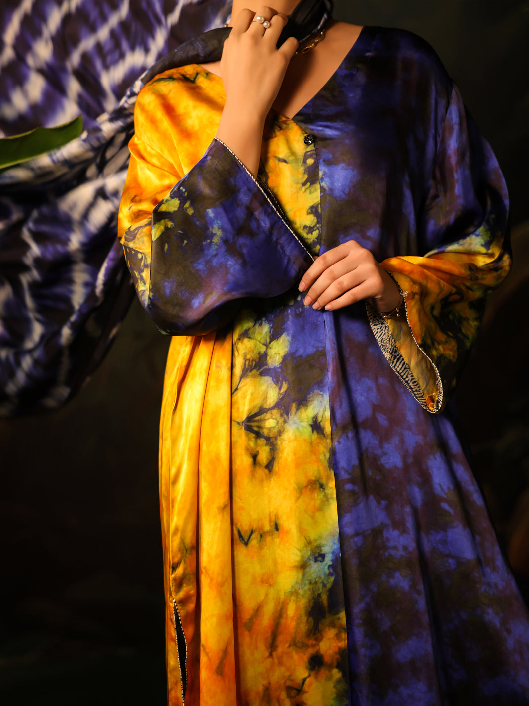 Blue Silk Formal 3Pc Stitched - AL-3PS-SS-LS-584