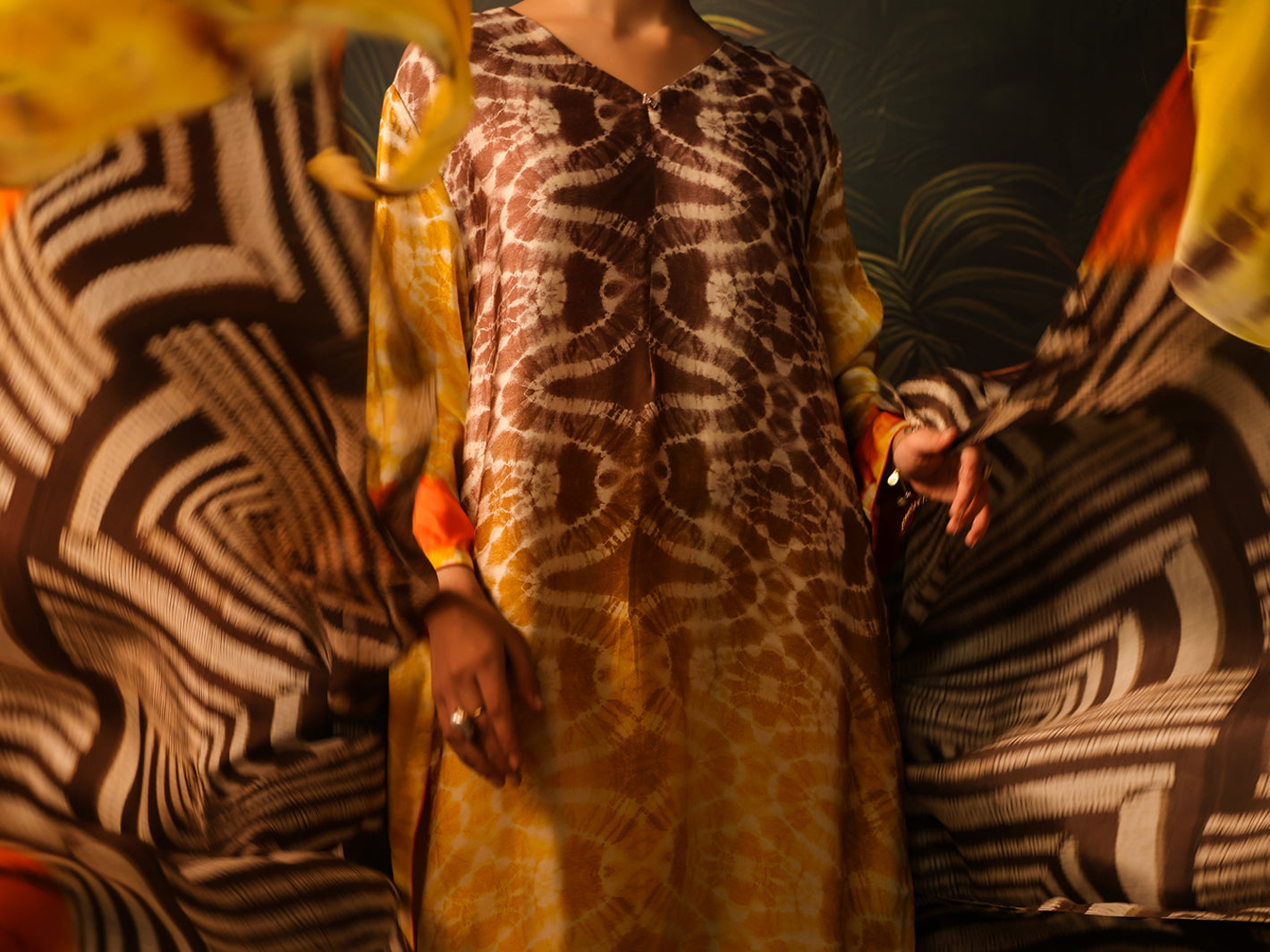 Yellow Silk Formal 3Pc Stitched - AL-3PS-SS-LS-585