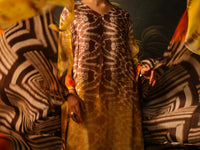 Yellow Silk Formal 3Pc Stitched - AL-3PS-SS-LS-585