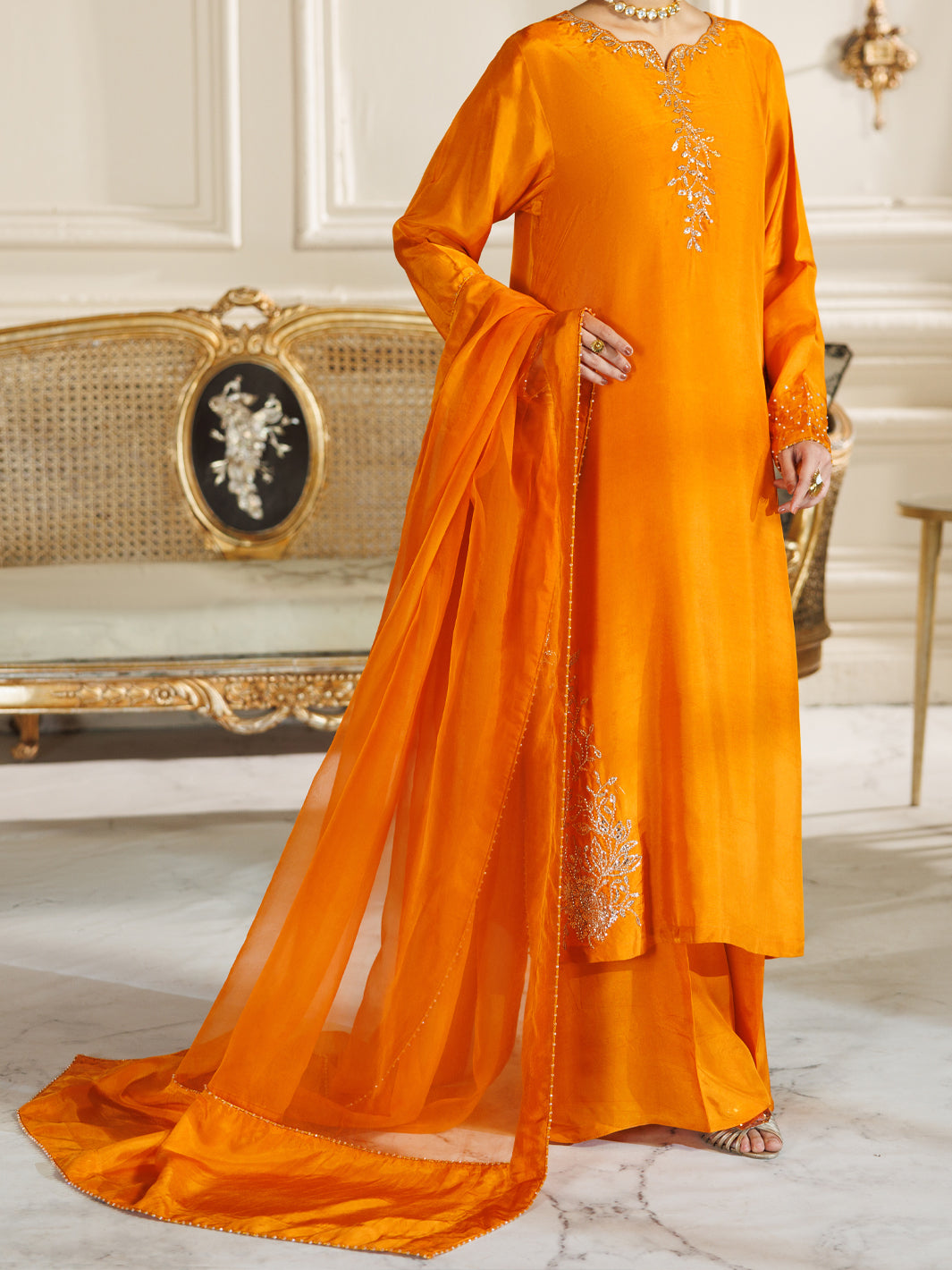 Rust Viscose Formal Stitched 3Pc - AL-3PS-LS-588