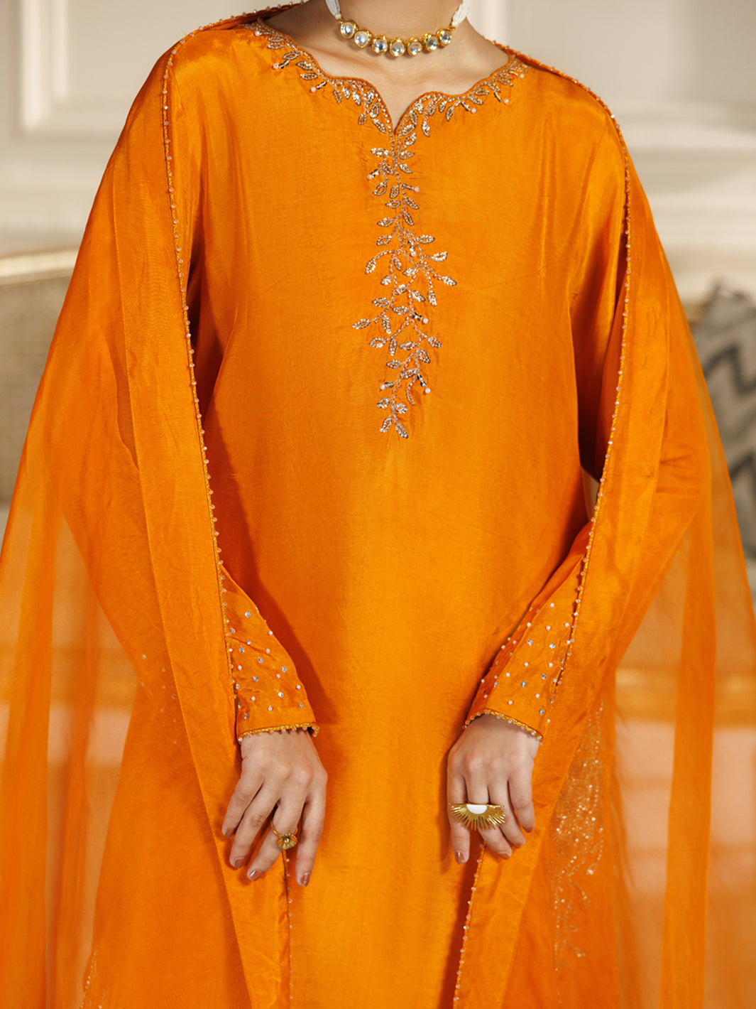 Rust Viscose Formal Stitched 3Pc - AL-3PS-LS-588