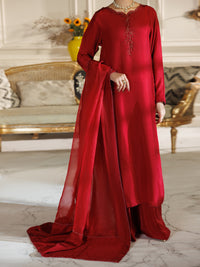 Red Viscose Formal Stitched 3Pc - AL-3PS-LS-589