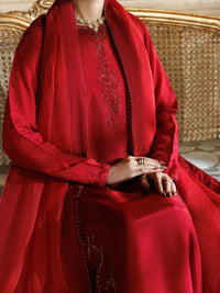 Red Viscose Formal Stitched 3Pc - AL-3PS-LS-589