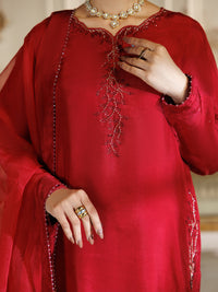 Red Viscose Formal Stitched 3Pc - AL-3PS-LS-589